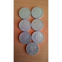 1 злотый 1977, 1978, 1983, 1985, 1986, 1987, 1988. Сборный лот, 7 монет.