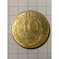 10 сантимов Франция 1988 год