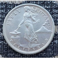 Американские Филиппины 50 центов 1945 года, UNC. Серебро! Девушка. Орел США. II Мировая война. Сторгуй за свою цену, предложи обмен!