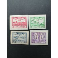 Польша 1918 Полная серия марок "Przedborz" выпуск 27.07.1918 без перфорации "Виды и гербы города: RADA MIEJSKA" (чистые* с наклейками) Mi.15С-18С каталог 48.00 евро