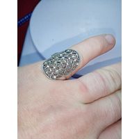 С рубля без мц. кольцо капельное мЗвезда925пр. 2х1.8см. диам под палец. 6гр. на тонкий палец