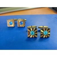 Запонки СССР с кристаллами.