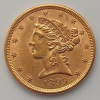 5 долларов США 1899г.