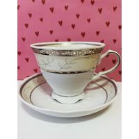 Чайная пара 250 см3 "Надежда" с позолотой  Добруш. АУКЦИОН не с рубля без МПЦ.