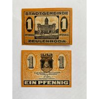 Нотгельд 1 пфенниг Зюленрода. Веймарская республика - 1602