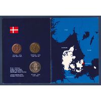 Дания, 50 эре 1 10 крон 1989 г, в банковском буклете, UNC