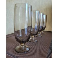 Фужеры на низкой ножке, дымчатое стекло, одним лотом 4 шт.