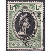 56.BrK. Великобритания. Колонии. Мальта. Коронация Елизаветы II. 1953 г. 1 1/2d. Mi.#232.