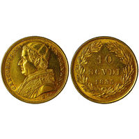 10 скуди 1835 г. R. Григорий XVI. Папская область. Ватикан. Золото. Очень редкие! KM# 1108