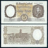 Аргентина 5 песо 1960 год, UNC