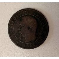 Французская монета с изображением Наполеона III, датированная 1854 годом. с рубля! смотрите другие мои лоты