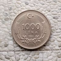 1000 лир 1991 года. Турция. Турецкая республика. Красивая монета!