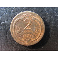Австрия. 2 геллера.1908. С 20 копеек. Распродажа коллекции. Смотрите другие лоты.