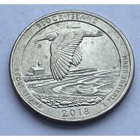 25 центов 2018 г., Национальное убежище дикой природы острова Блок, штат Род-Айленд, США