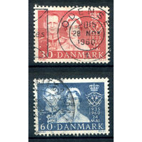 Дания - 1960г. - серебряный юбилей королевской четы - 2 марки - полная серия, гашёные [Mi 381-382]. #3-WB-101-A-2