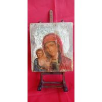 Икона Матерь божия дерево холст масло . Торги с рубля
