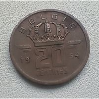 Бельгия 20 Сантимов, 1954 'BELGIE'.  6-11-7
