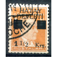 Французская подмандатная территория Хатай, Александретта (Турция) - 1939г. - Кемаль Ататюрк, 1 1/2 K - 1 марка - гашёная [Mi 6]. #4-W2-116-A-1
