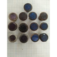 Запонки старинные. Синии и фиолетовые.