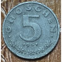 Монета 5 грошей 1951 год. Австрия