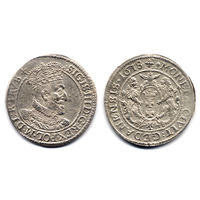 Орт (1/4 талера) 1618 SB, Сигизмунд III Ваза, Гданьск. Ав - окончание легенды R:PRVS:*, Рв. - миниатюрные буквы SB у лап львов. Коллекционное состояние!