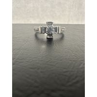 Кольцо. Серебро 925 пробы. Крест с камнем "Господи спаси и сохрани мя "