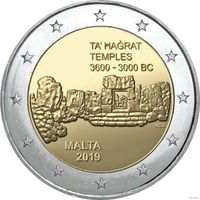 2 евро 2019 Мальта Храм Та Хаджрат UNC из ролла