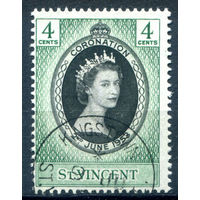 Британские колонии - Сент-Винсент - 1953г. - коронация королевы Елизаветы II - 1 марка - полная серия, гашёная [Mi 167]. #2-Bc-54-A-1