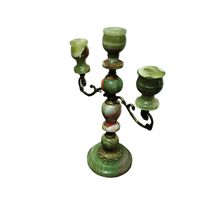 Подсвечник - канделябр на 3 свечи,  оникс, латунь.