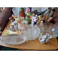 Лот Хрусталь плюс посуда и статуэтки