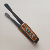 Щипцы для сахара с инкрустацией,эмаль,мельхиор,позолота СССР
