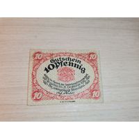 10 пфеннигов 1919 года, Глаухау, Германия.