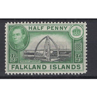 Фолкленды 1938** 1/2d Челюсть кита Георг VI   SG#146