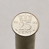 Нидерланды 25 центов 1950
