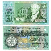 Гернси  1 фунт 2016 год  (серия AA) UNC