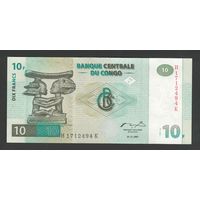 Конго 10 франков 1997 года. Hotel des Monnaies. Тип Р-87B. Состояние UNC