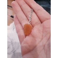 Кулон из натурального камня с цепочкой Листик - Гердерит оранжевый
