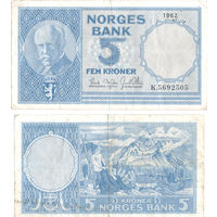 НОРВЕГИЯ 5 Крон 1962 г., P-30g (Фритьоф Нансен)