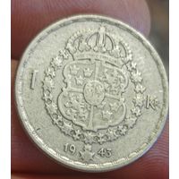 1 крона 1943 Швеция серебро