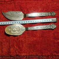 Лопатка и нож для торта. Мельхиор СССР