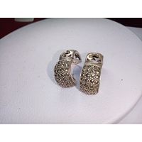 С рубля без мц. серьги-колечки, капельное серебро, 925пр. 10 гр. 2х1.8см. капельки все на месте