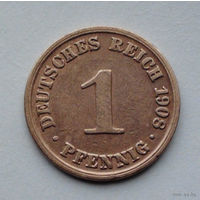 Германия 1 пфенниг, 1908 А