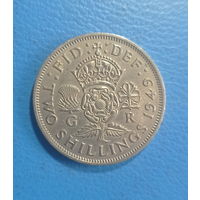 Великобритания 2 шиллинга 1949 год король Георг VI без IND: IMP: