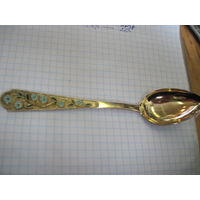 Ложка советская чайная 875 пробы с позолотой 14 см.