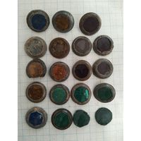 Запонки старинные. Верхняя часть со стеклом.