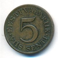 Эстония 5 сентов 1931 г. Br _состояние XF
