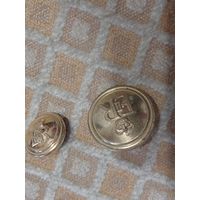 Пуговица большая и маленькая Англия  латунь оригинал клейма