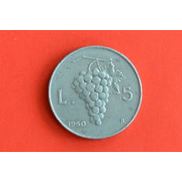 Италия 5 лир 1950 с 1 руб