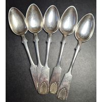 Ложки чайные 5 шт., серебро 813 проба, Финляндия, С РУБЛЯ! Лот серебра #7
