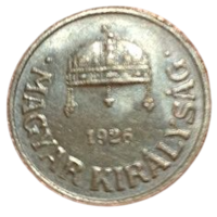 ВЕНГЕРСКОЕ  КОРОЛЕВСТВО  /РЕГЕНТСТВО/. 1 ФИЛЛЕР 1926. ОТЛИЧНАЯ